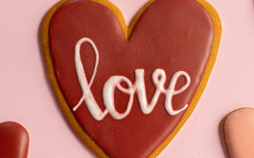 love inscription on biscuits for valentines day